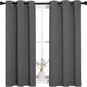 New NICETOWN BLACKOUT CURTAINS - Grey (2 panels, grommet top, W34xL45)